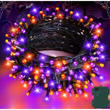 Gcstnn Halloween Decorations Fairy Lights, 16.4FT 50LED Orange-Purple String Lights IP65 Waterproof Battery Operated with 6h Timer, for Halloween,Por