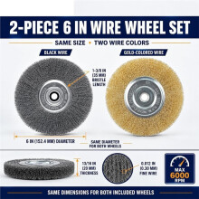 2 Pcs 6" Carbon Steel & Brass Wire Wheel Brushes with 1/2" and 5/8" Arbor for Bench Grinder,for Finishing, Polishing