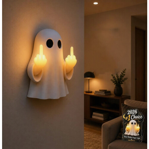 Ghost Middle Finger Light Funny Halloween Ghost Figurine LED Glow Light Up_Special Gift 1