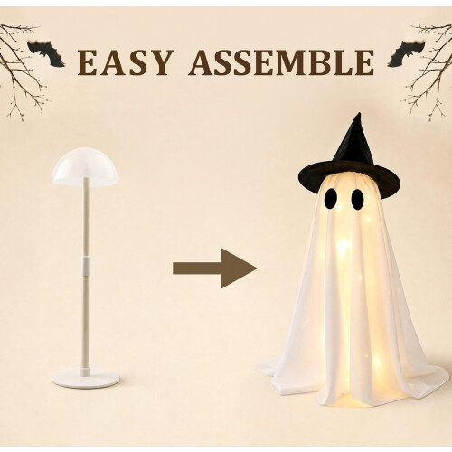 Halloween Decorations-Set of 2 Light-Up Ghosts with Witch Hats_Special Gift 1