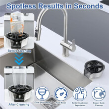 2 in 1 Glass Rinser for Kitchen Sink, Cup Washer, Bottle & Cup Washer Sink Accessory for Bar & Cafe, Pull-Out Cup Washer