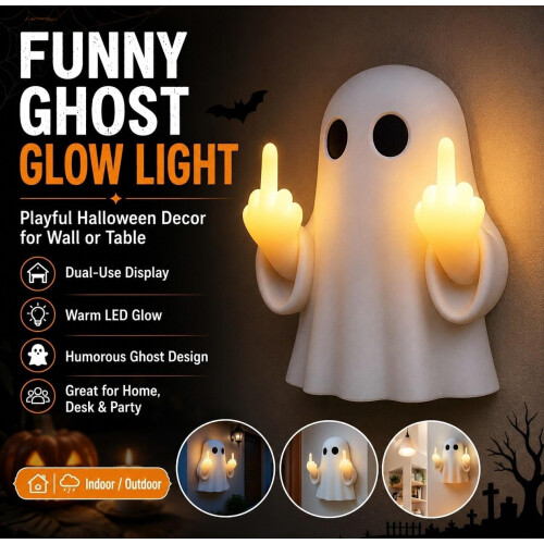 Ghost Middle Finger Light Funny Halloween Ghost Figurine LED Glow Light Up_Special Gift 1