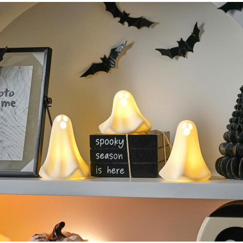 Ceramic Ghost Decor, 3Pcs Light Up Ghosts for Halloween Decor_Special Gift 1