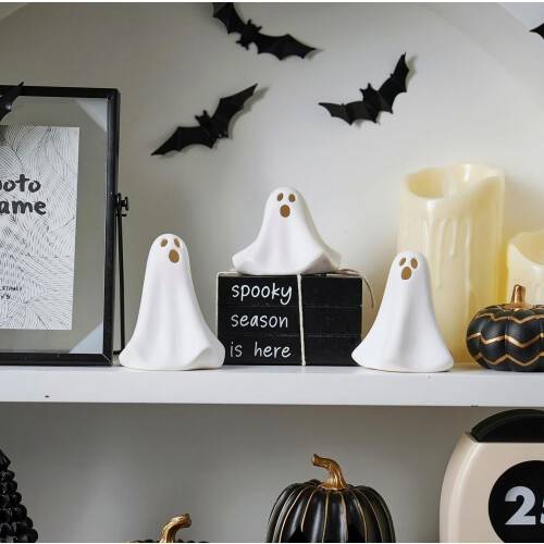 Ceramic Ghost Decor, 3Pcs Light Up Ghosts for Halloween Decor_Special Gift 2