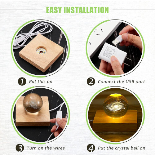 8 Pcs Wooden LED Display Base, Round and Square Surface Style_Special Gift 2