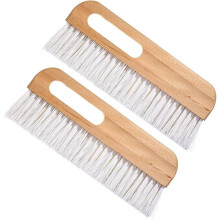 Lot de 2 Brosses à Papier Peint avec Manche en Bois, Brosse à Béton pour Texturer, Outil de Lissage de Papier Peint pour Bordures et Caniveaux