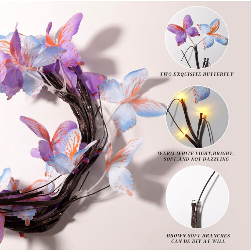 8 Modes Warm White Butterfly Willow Vine Lights（1 Pack）_Special Gift 1