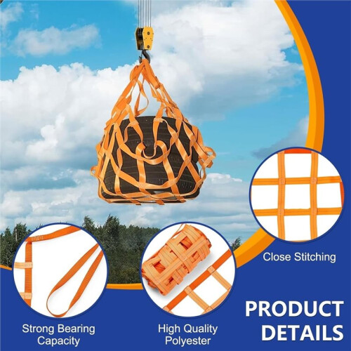 Safety Lifting Straps,Polyester Sling Hoisting Net,1mx1m Cargo Lifting ,300KG Load Capacity for Construction Rigging 1