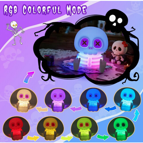 CoolGift Mart Skull Night Light, Silicone Touch Control Lamp. USB Rechargeable with Timer & Brightness Adjustment, Creates Customizable Glow for Gami 1