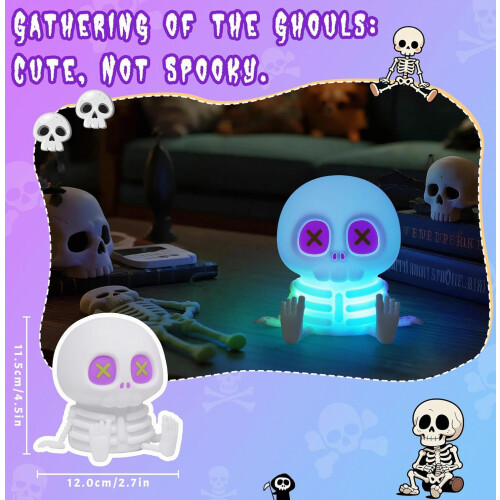 CoolGift Mart Skull Night Light, Silicone Touch Control Lamp. USB Rechargeable with Timer & Brightness Adjustment, Creates Customizable Glow for Gami 2