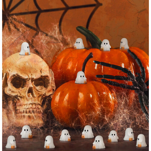 VioraWhite 50 Pcs Halloween Mini Ghosts Figurines Resin Tiny Ghosts, Ghost_Special Gift 1
