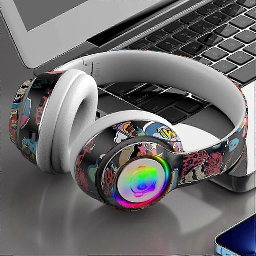 Bluetooth 5.1 Over Ear Headphones, Metal and Plastic, White, with Bluetooth, 3.5mm Interface, TF Card, for Computer, Console 1