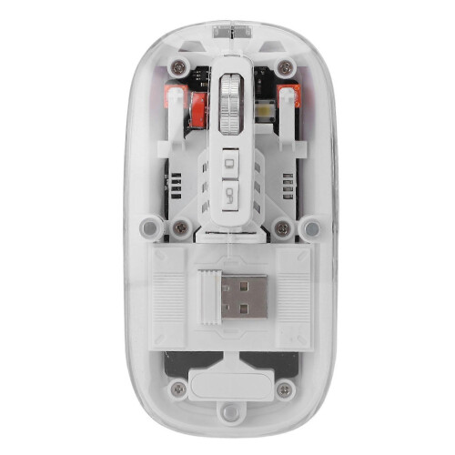Transparent Computer 2.4G BT1 BT2 Tri Mode Rechargeable Wireless Bluetooth Mouse with USB Receiver for Laptop 1