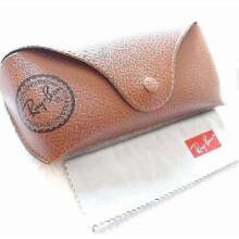 Ray-Ban Genuine Leather Eyewear Case and Cleaning Tissue - Robust Soft Shell Protective Cover for Sunglasses and Reading Glasses