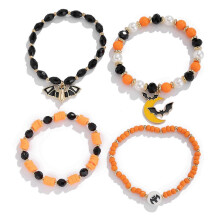 Halloween Bracelets Ghost Pumpkin Switch Charm Bracelets Gifts Stretch Beaded Bracelets for Women