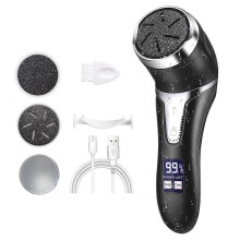 Râpe électrique rechargeable pour les pieds, rouleaux amovibles à cristaux de quartz, poignée ergonomique, 2 vitesses, u
