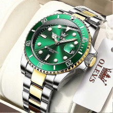 Montre homme verte étanche en acier inoxydable avec grand cadran, style luxe et affaires, pour sport, 25-26 s