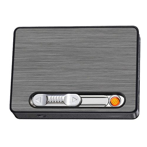 10 pack thick cigarette box lighter, 2-in-1 LED light, USB charging cigarette lighter, lighter 2