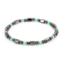 Brățară magnetică cu hematit pentru femei și bărbați, bijuterie tip bangle, negru și verde, elegantă și confortabilă