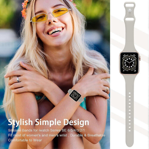 Replacement Wristbands, Compatible with Apple Watch Models, Slim Thin Narrow Design Premium Silicone, Easy Installation 1