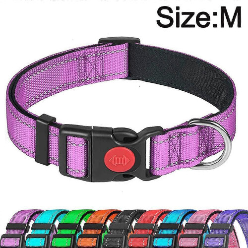 Dog Collar with Lockable Buckle, Reflective Nylon, Quick Release, Comfortable Material, High Visibility for Safe and Sty 1