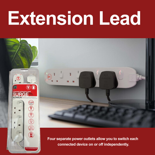 Masterplug 4 Socket Surge Protected Extension Lead 2