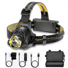 990.000lm LED-hoofdlamp, oplaadbare hoofdlamp, zoomfunctie, zaklamp