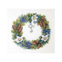 Kit point de croix compté - MEREJKA - K-104 Couronne d'hiver - Toile Aida 16ct blanche - 33 couleurs DMC - 2824,5 cm