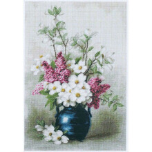 Kit de broderie demi-point - LUCA-S - G514 Lilas et jasmin - Toile Zweigart 25ct ivoire - 42 couleurs - 19x29 cm