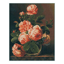 Kit de broderie demi-point - LUCA-S - G488 Vase de roses - Toile Zweigart 25ct - 24x30 cm - 40 couleurs