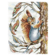 Kit point de croix compté - ANDRIANA - Écureuil (B-20) - 15x19 cm - Toile Aïda 16ct blanche - 30 couleurs