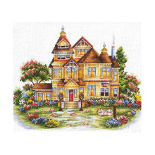 Kit de point de croix - ANDRIANA - Bienvenue - 26x19 cm - Toile AĂŻda 16 ct blanche - 33 couleurs