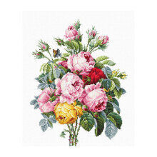 Kit point de croix Luca-S Roses - Toile Aida 16ct 25x32 cm, 42 couleurs Anchor