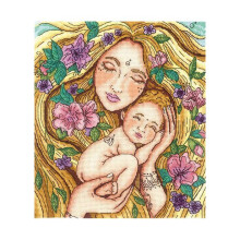 Kit de point de croix - ANDRIANA - Amour de maman - Toile Aïda 16ct blanche - 30 couleurs mouliné Kirov - 19,5x22,5 cm