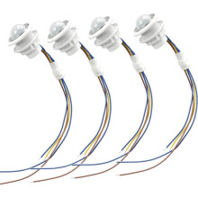 Interruptor de Luz de Sensor de Movimiento PIR de 4 Paquetes, AC 110-240V Sensibilidad de Luz LUX Ajustable y Retraso de Tiempo, para Luces de Tira