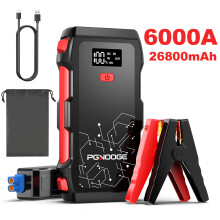 PGNOOGE Booster de démarrage voiture 26800mAh, 6000A, 12V, écran LED, IP65, pour moteurs essence et diesel