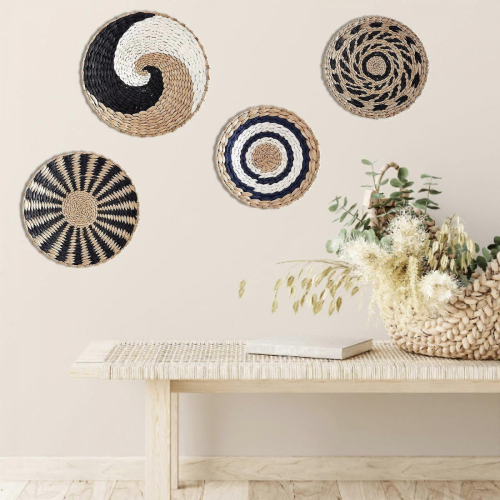 Διακόσμηση τοίχου Boho, υφαντή ταπετσαρία μακραμέ από ρατάν, κρεμαστή τέ 2