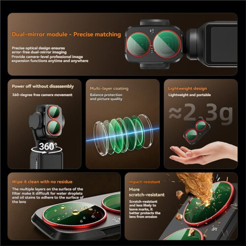 Lens Filter Kit for  Pocket 4 Pro CPL+VND+Black Mist 1/4 Lens Filter Quick-Install Snap- Mounting 2