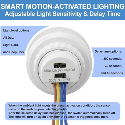 4 Pack PIR Motion Sensor Light ,AC 110-240V Adjustable LUX Light Sensitivity &  Delay, for LED Strip Lights 2