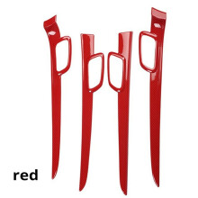 4Pcs Car Inner Door Handle Strip Door Handle Interior Trim Covers for Grand Cherokee 11-21 ABS Red Carbon Fiber
