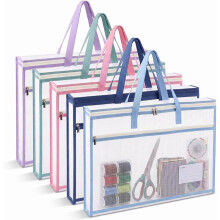 5Pcs A3 Size Sew Project Bags for Quilting,Quilting Organizer Storage with Zip & Handle,Clear Mesh Sewing Bags
