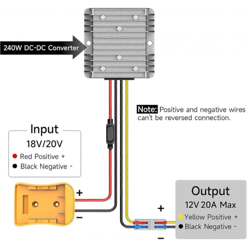 Μετατροπέας Step Down από 20V σε 12V συμβατός με μπαταρία DeWalt Power Wheel 20V 1