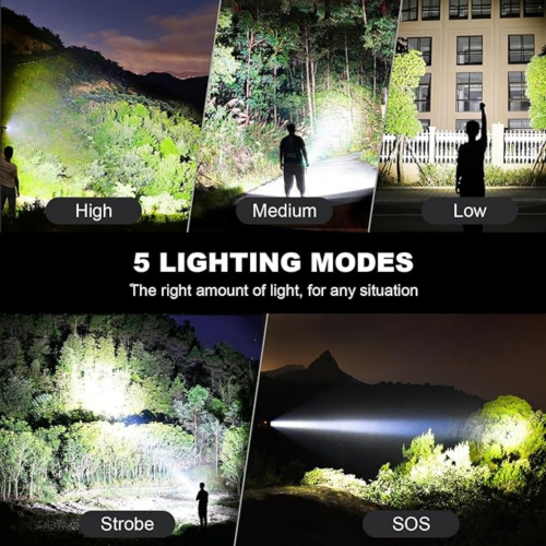 Φακοί Led 90.000 Lumen Υψηλής φωτεινότητας, επαναφορτιζόμενοι φακοί χειρός, 2 τ 2