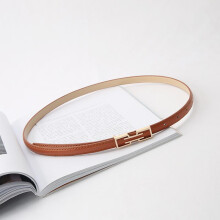 Ceinture à boucle dorée, ceinture fine en similicuir ajustable, Kaki, 105cm