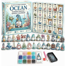 Calendrier de l'Avent 2026 avec peinture diamant, calendrier de compte à rebours et 24 décorations de gnomes, kit de loisirs créatifs d