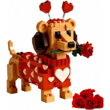 Set di mattoncini per San Valentino 2026 a tema bassotto, simpatici giocattoli da costruzione 3D con cani e gatti, regalo creativo e ro
