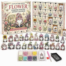 Calendrier de l'Avent 2026 avec peinture diamant, calendrier de compte à rebours et 24 décorations de gnomes, kit de loisirs créatifs d