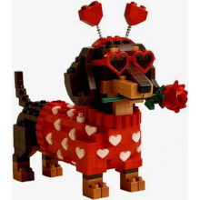 Set di mattoncini a forma di bassotto per San Valentino 2026, simpatico giocattolo da costruire in 3D con blocchi a forma di cane, rega