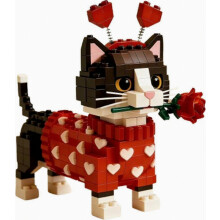 Set di mattoncini per San Valentino 2026 a tema bassotto, simpatici giocattoli da costruzione 3D con cani e gatti, regalo creativo e ro