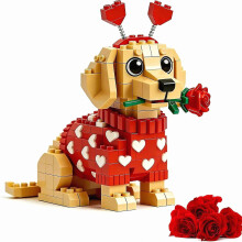 Set di mattoncini per San Valentino 2026 a tema bassotto, simpatici giocattoli da costruzione 3D con cani e gatti, regalo creativo e ro